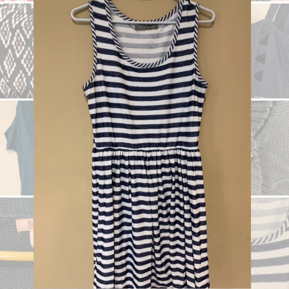 Navy & White Striped Dress